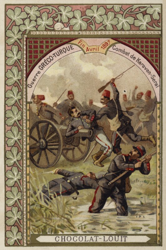 Slaget vid Karavan-Serai, grekisk-turkiska kriget, april 1897 av French School