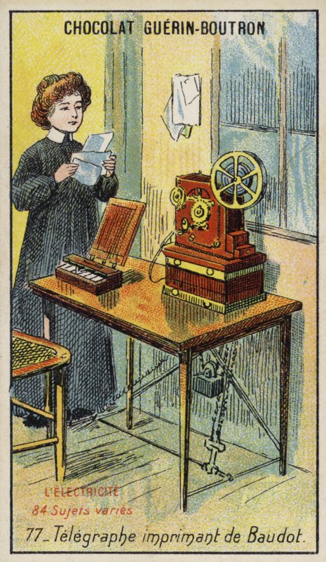 Baudots trycktelegraf (chromolitho) av French School