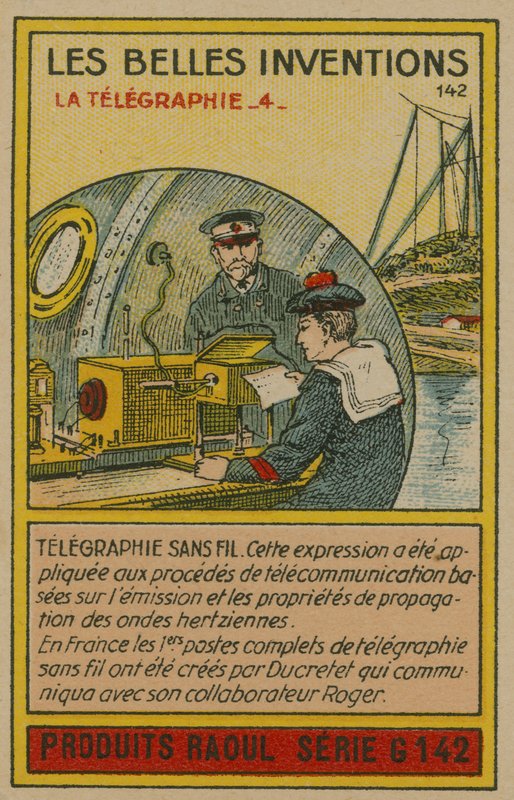 Vackra uppfinningskort, telegrafi av French School