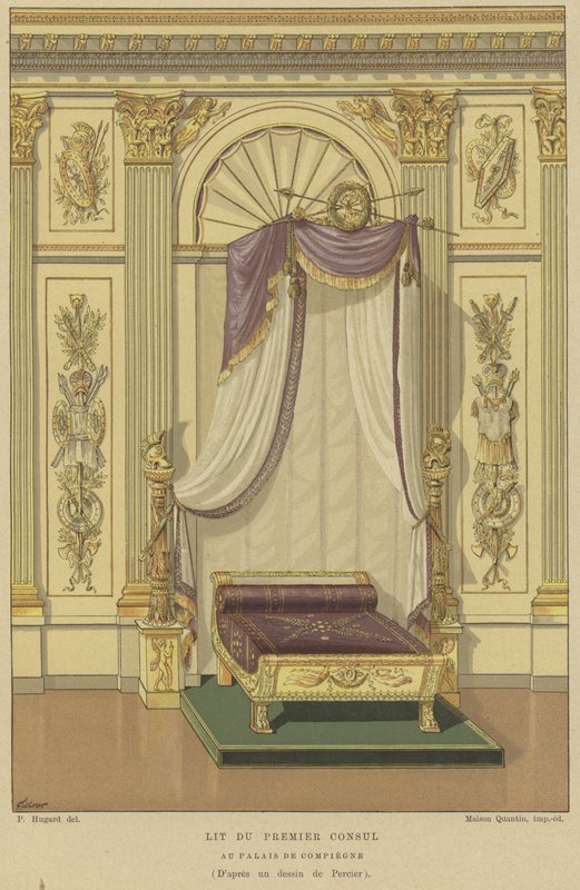 Säng av Napoleon Bonaparte när första konsul, Palace of Compiegne, Frankrike av French School
