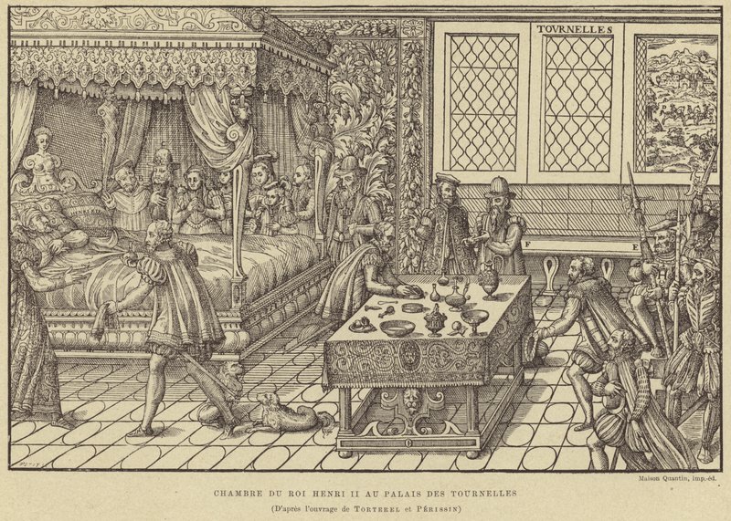 Sängkammaren för kung Henrik II av Frankrike, Palais des Tournelles, Paris, 1500-talet av French School
