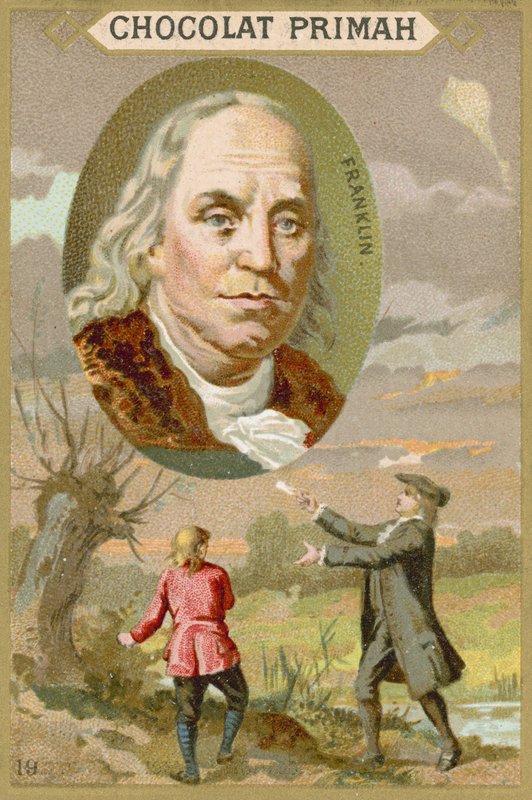 Benjamin Franklin, amerikansk vetenskapsman, uppfinnare och politiker av French School