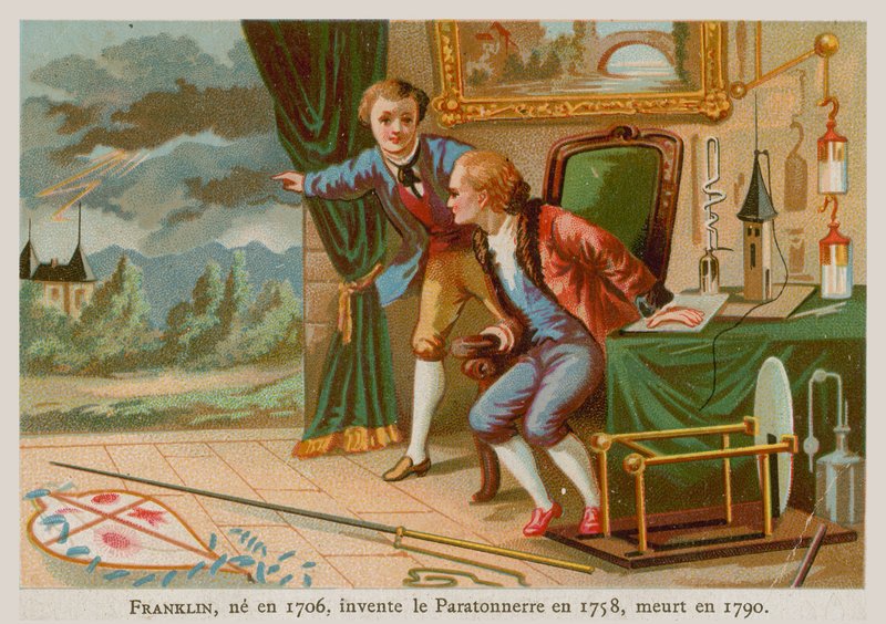 Benjamin Franklin, uppfinnaren av åskledaren och en av USA:s grundare (1706-1790) av French School