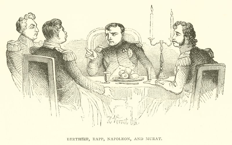 Berthter, Rapp, Napoleon och Murat (gravyr) av French School