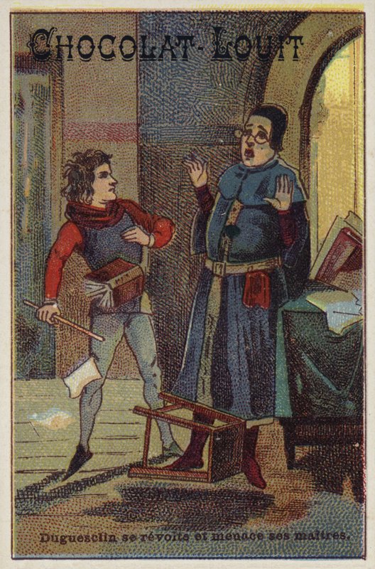 Bertrand Du Guesclin gör uppror och hotar sin lärare av French School