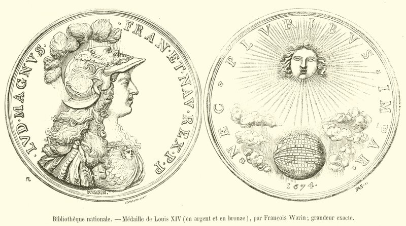 Nationalbiblioteket, Medalj av Ludvig XIV, i silver och brons (gravyr) av French School
