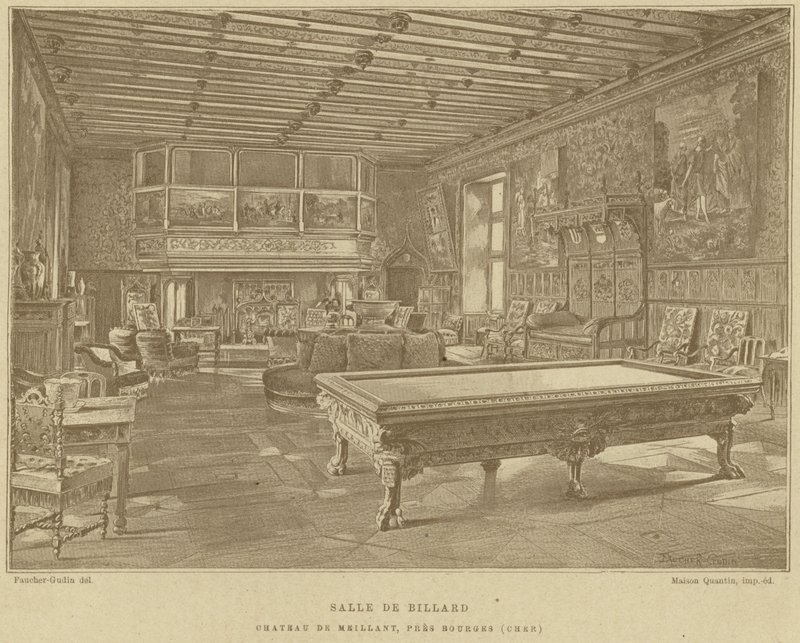 Biljardrum, Chateau de Meillant, nära Bourges, Frankrike av French School