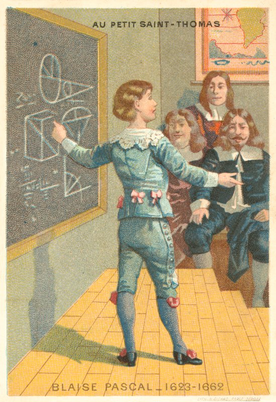 Blaise Pascal, fransk fysiker och matematiker (chromolitho) av French School