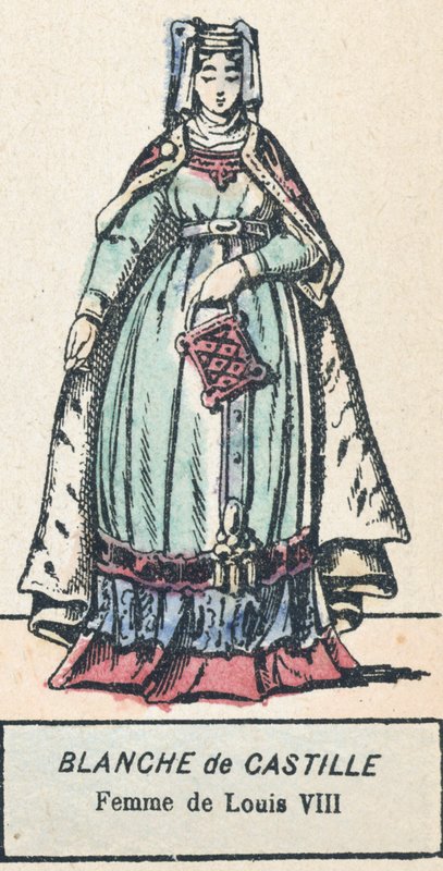 Blanche de Castille, Ludvig VIII:s fru (färgad gravyr) av French School