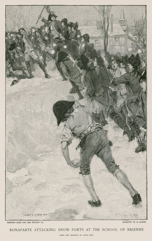 Bonaparte attackerar snöfort på School of Brienne av French School