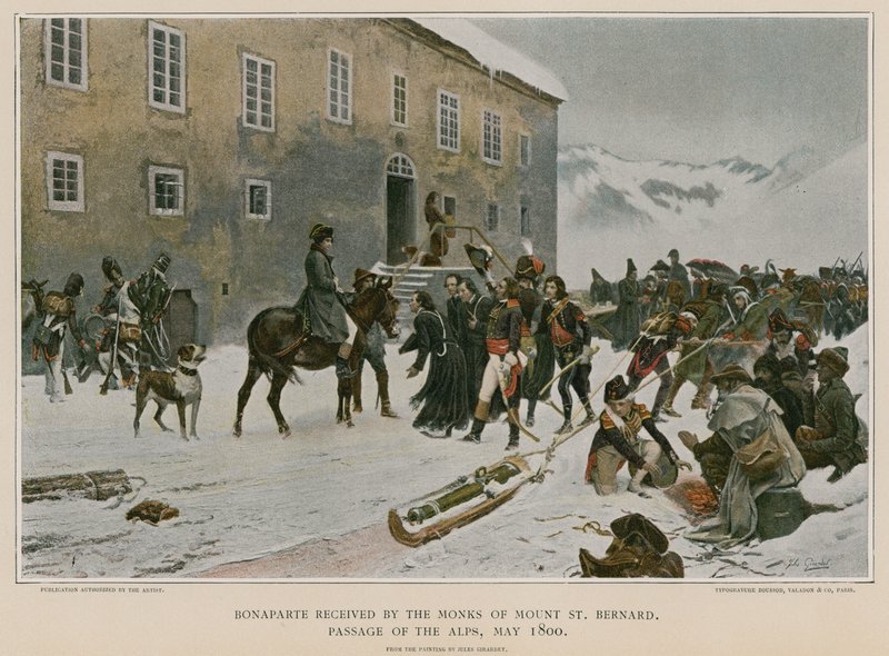 Bonaparte mottogs av munkarna på Mount St Bernard av French School