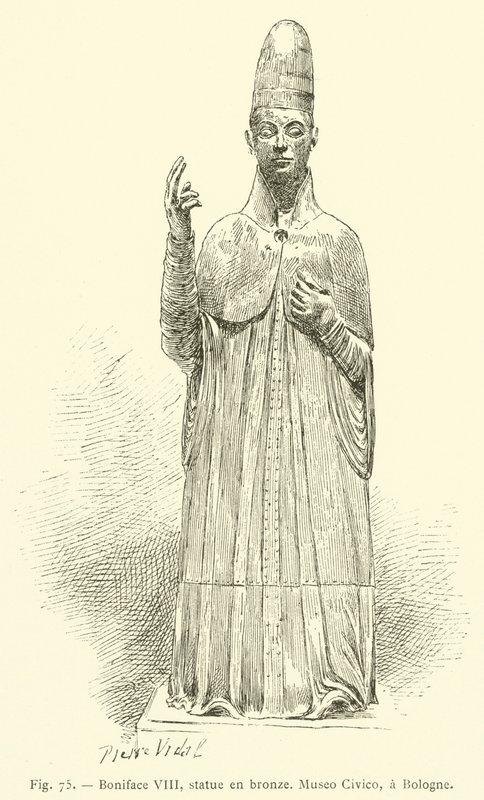 Bonifatius VIII, bronsstatyer, Museo Civico, Bologne (gravyr) av French School