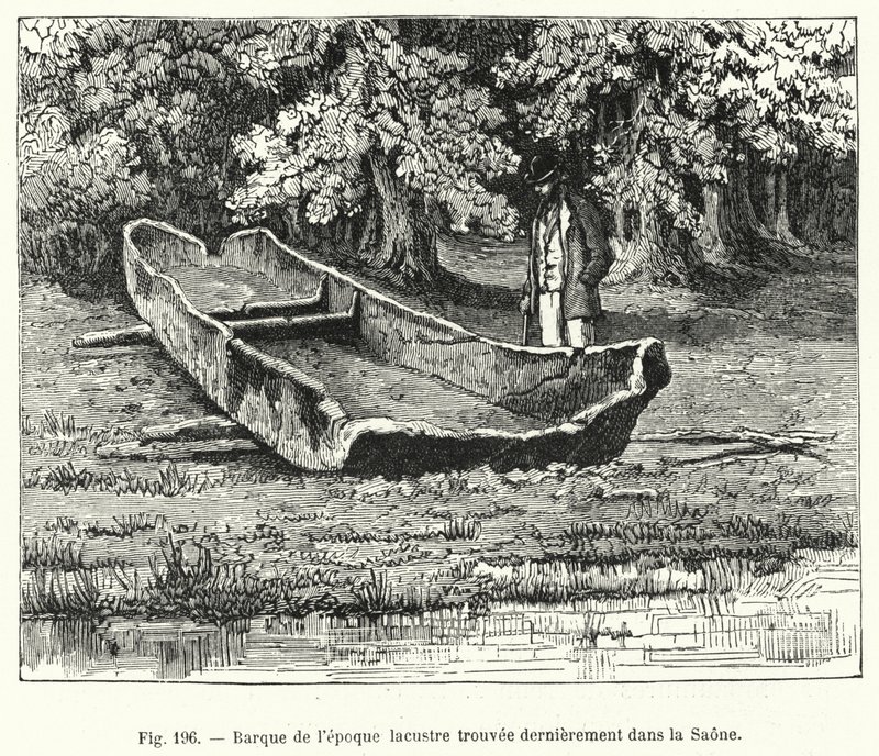 Braque från lakustrinperioden som nyligen hittats i Saone (gravyr) av French School