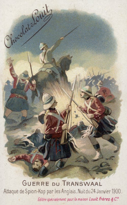 Brittiska trupper attackerade Spion Kop natten till den 24 januari 1900 (chromolitho) av French School
