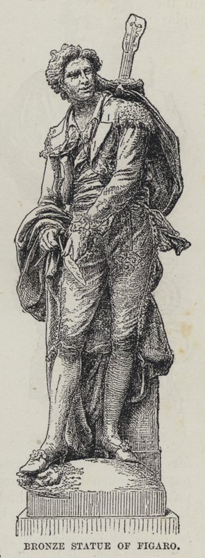 Bronsstaty av Figaro (gravyr) av French School
