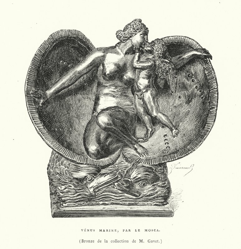 Brons föreställande Venus födelse, av Le Mosca (gravyr) av French School