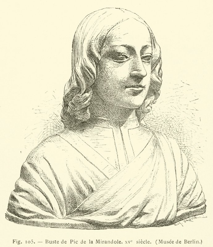 Byst av Pic de la Mirandola, 1400-talet, Berlins museum (gravyr) av French School