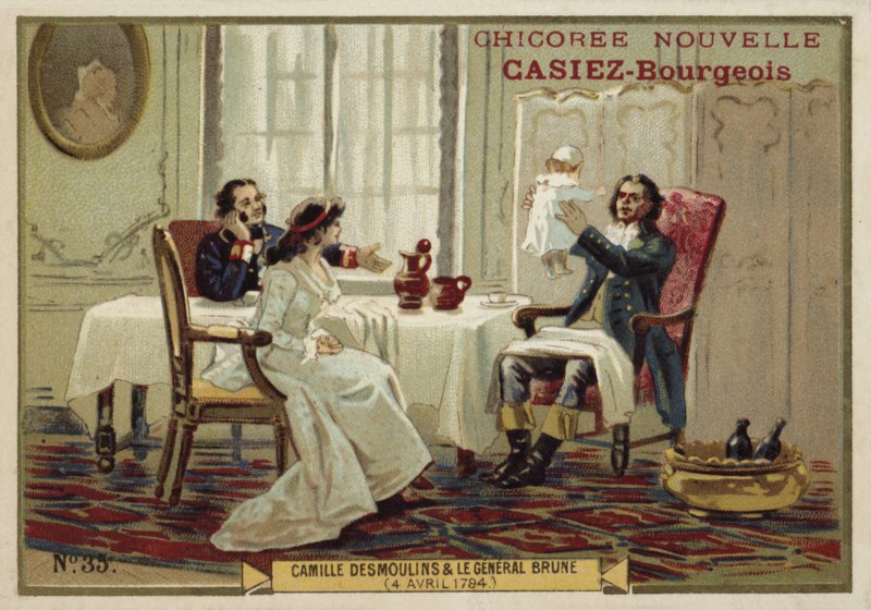 Camille Desmoulins och general Brune, Franska revolutionen, 4 april 1794 av French School