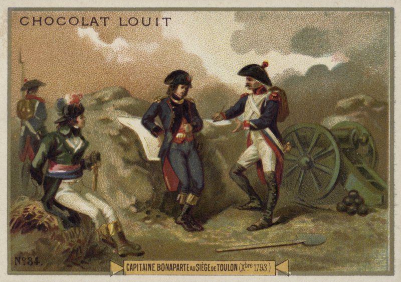 Kapten Napoleon Bonaparte vid belägringen av Toulon, franska revolutionskrigen, december 1793 av French School