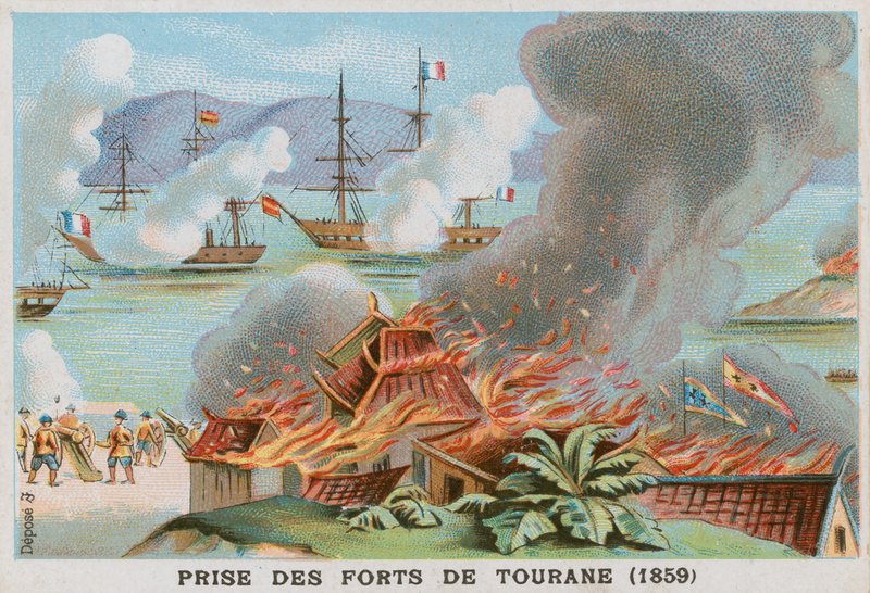 Erövring av forten i Tourane, 1859 av French School