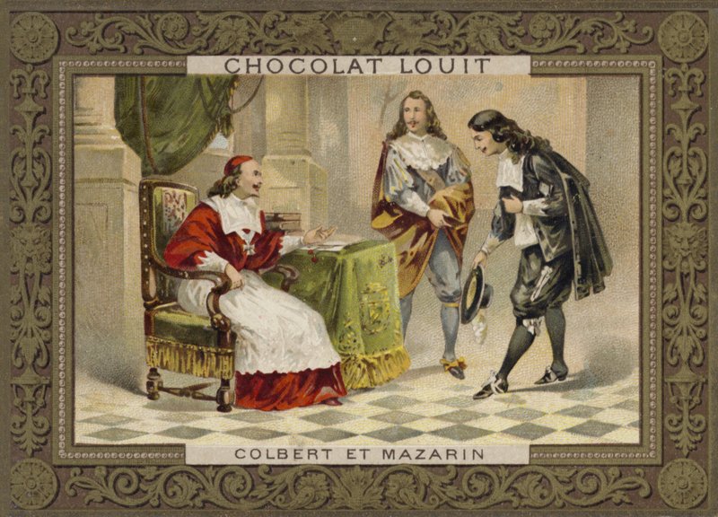 Kardinal Mazarin och Jean-Baptiste Colbert, franska statsmän, 1600-talet av French School
