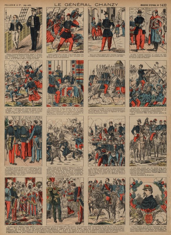 Karriär för den franske generalen Alfred Chanzy (färgad gravyr) av French School