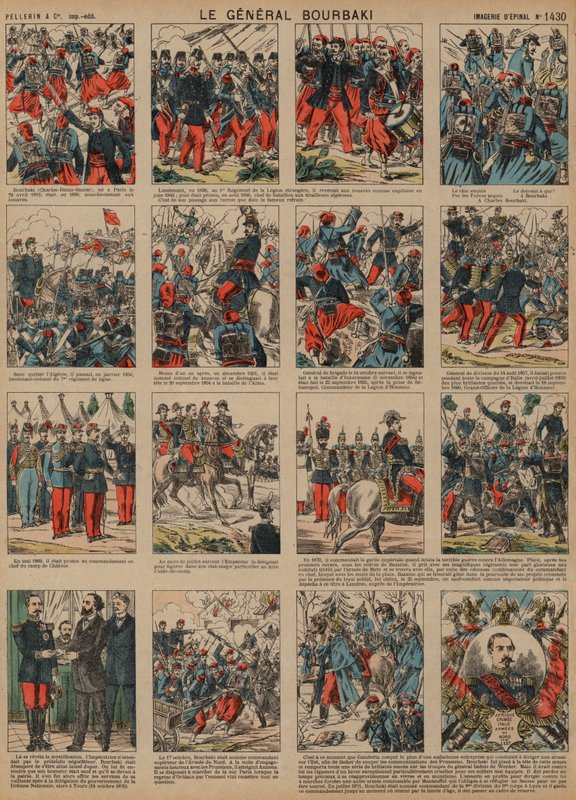 Karriär för den franske generalen Charles-Denis Bourbaki (färgad gravyr) av French School