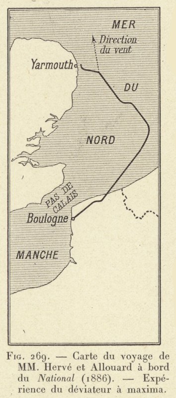 Karta över MM Herves och Allouards resa ombord på National (1886), Upplevelse av avvikaren a maxima (gravyr) av French School