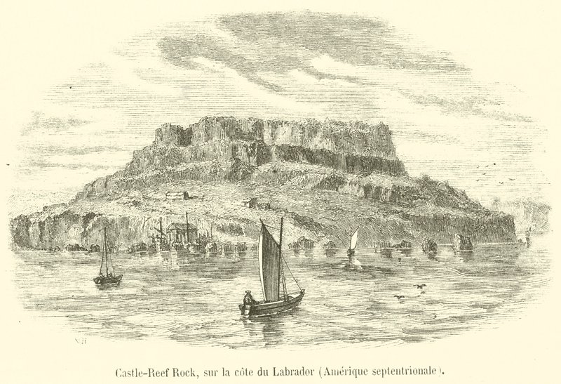 Castle-Reef Rock, vid Labradors kust, Nordamerika (gravyr) av French School