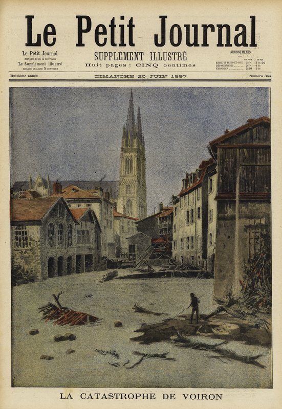 Katastrofal översvämning i Voiron, Frankrike, 1897 av French School