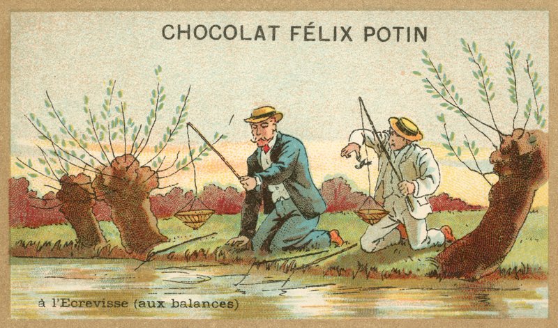 Fånga kräftor (chromolitho) av French School