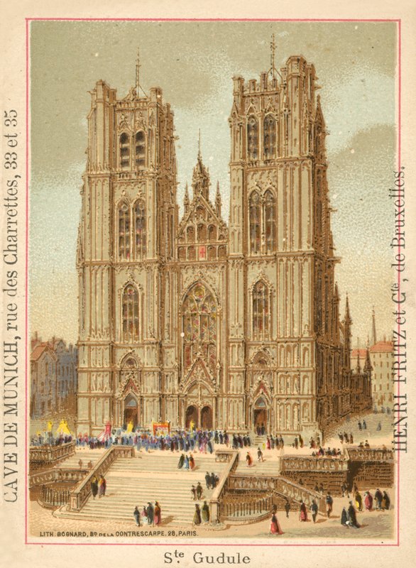 Katedralen St Michael och St Gudula, Bryssel (chromolitho) av French School
