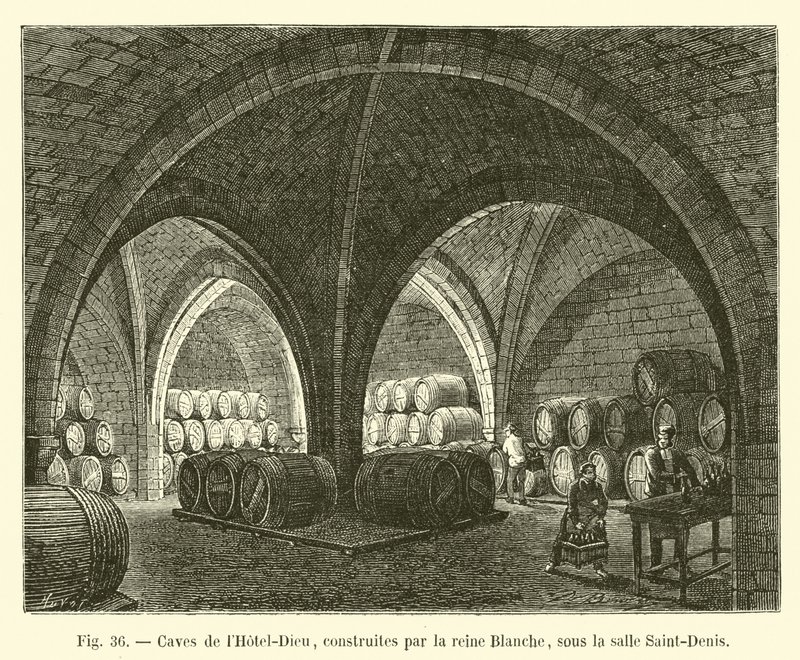 Källare på Hôtel-Dieu, byggd av drottning Blanche, under Saint-Denis-rummet av French School