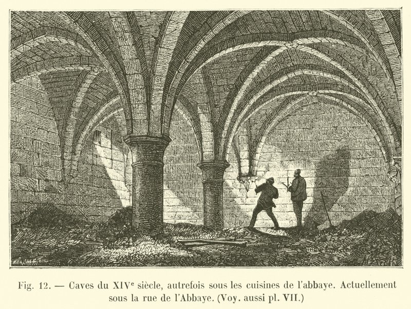1300-talskällare, tidigare under klostrets kök, För närvarande under rue de l