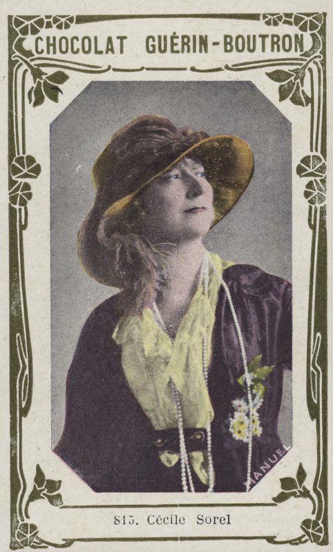 Cecile Sorel (färgad bild) av French School