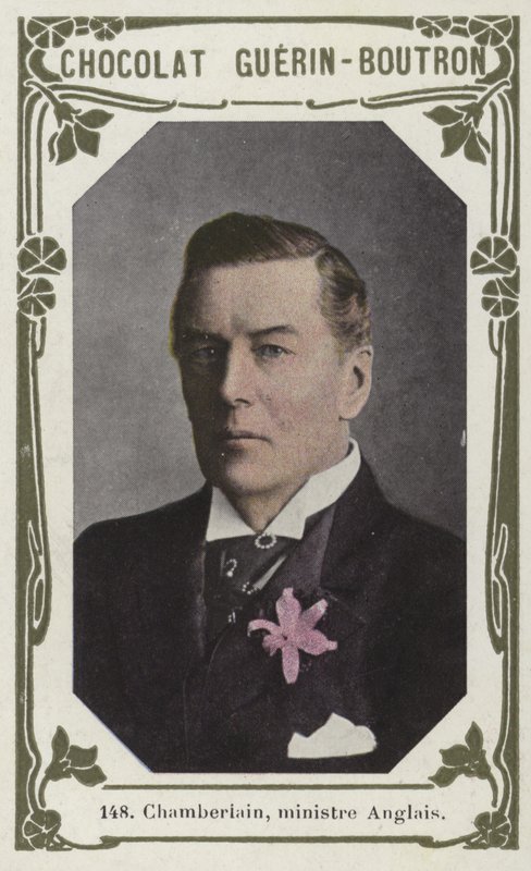 Chamberlain, brittisk minister (färgad bild) av French School