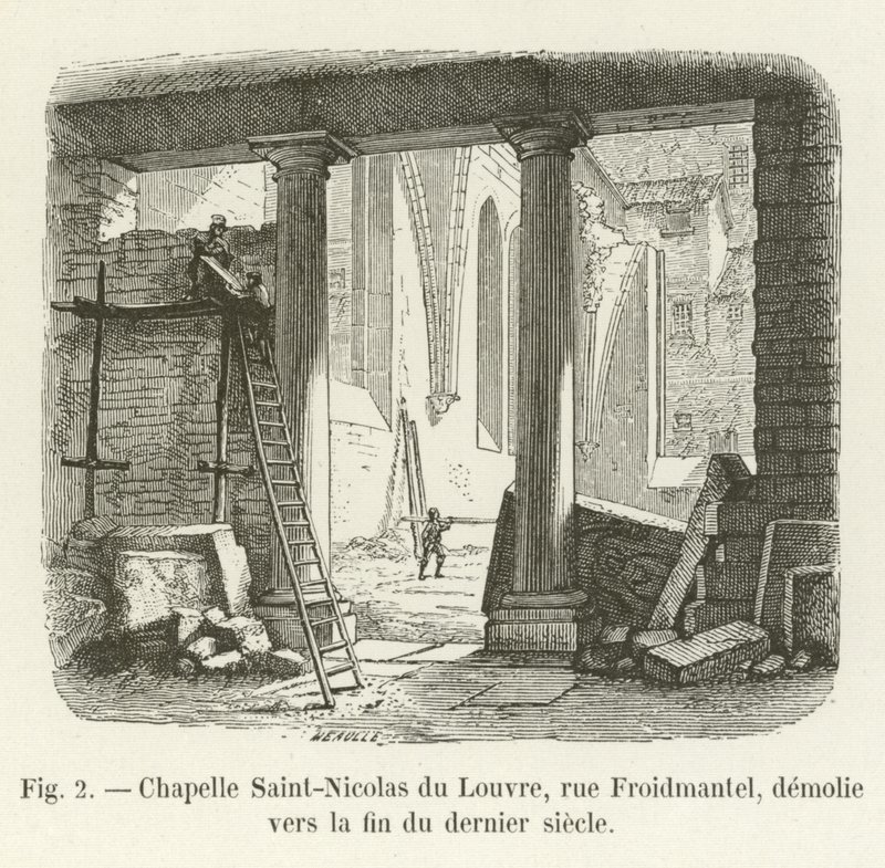 Chapelle Saint-Nicolas du Louvren, rue Froidmentel, revs mot slutet av förra seklet av French School