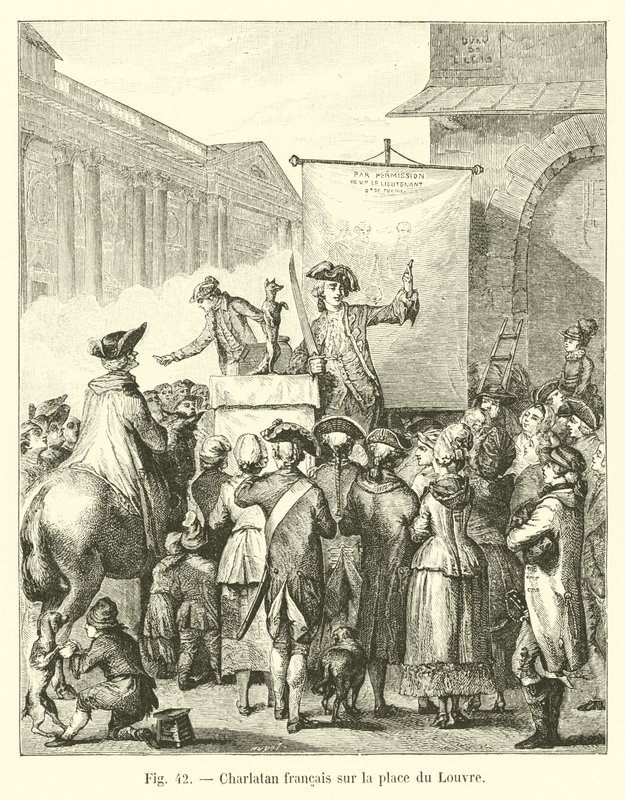 Fransk charlatan på Place du Louvren av French School
