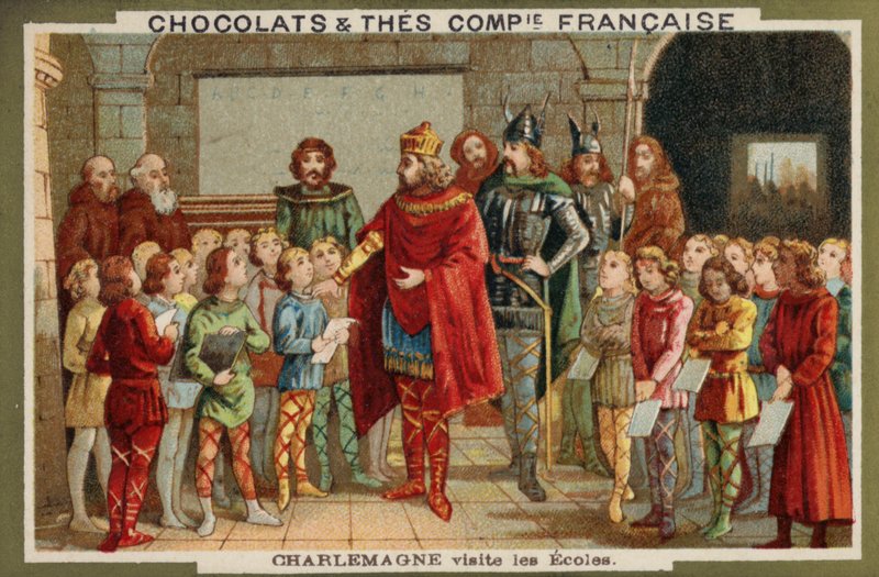 Karl den Store besöker en skola av French School