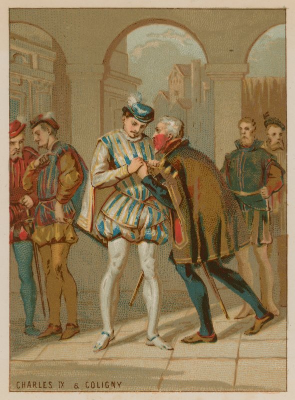 Charles IX tar råd från Coligny av French School
