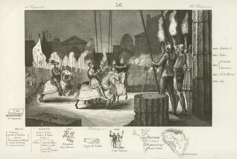 Karl VIII av Frankrike gick in i Rom i triumf, 1494 av French School