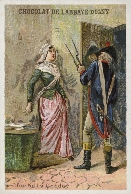 Charlotte Corday, mördare av den franska revolutionära jakobinska ledaren Jean-Paul Marat av French School