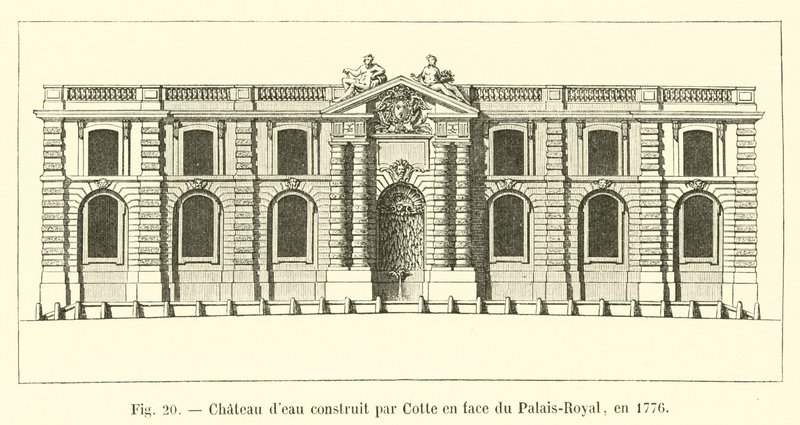 Vattentorn byggt av Cote mittemot Palais-Royal, 1776 av French School
