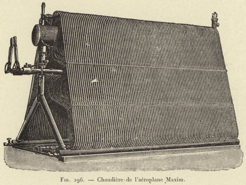 Boiler of the Maxim-flygplan (gravyr) av French School