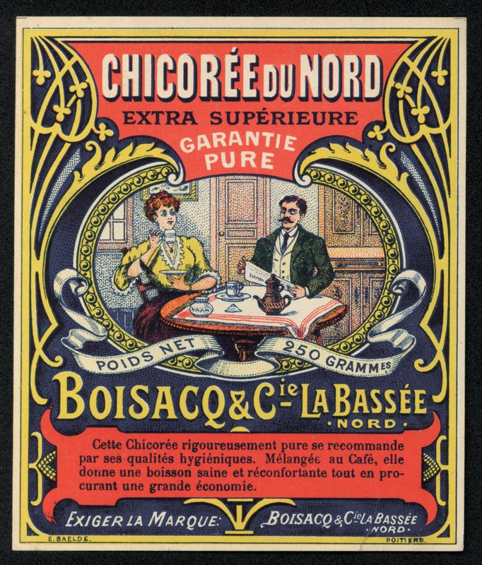 Chicoree du Nord, Boisacq och Cie la Bassee, annons (färg litho) av French School