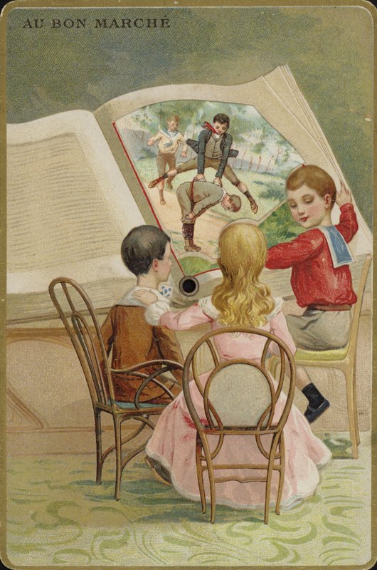 Barn som läser överdimensionerad bok av French School