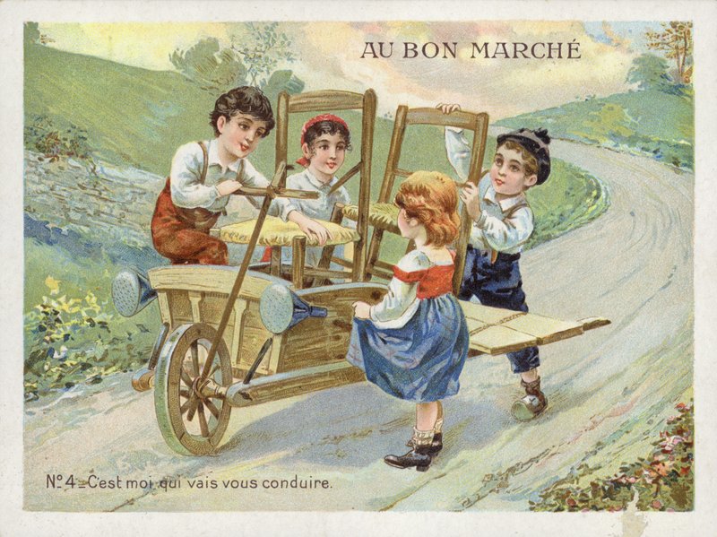 Barn som konverterar skottkärra till fordon av French School