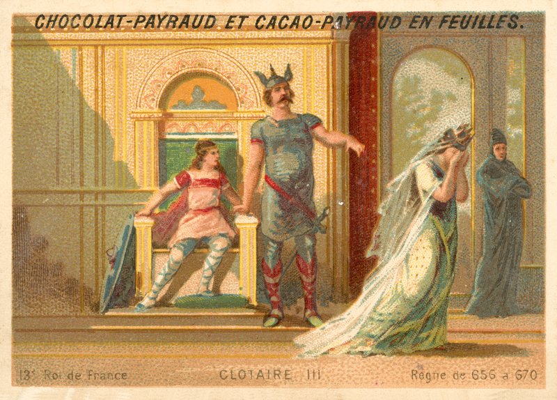 Chlothar III, frankisk kung av Neustrien och Bourgogne (chromolitho) av French School