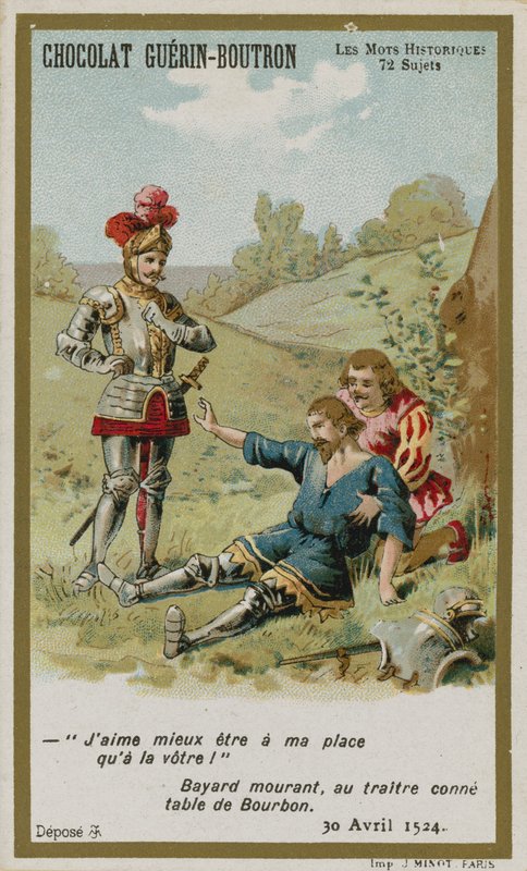 Chocolat Guerin-Boutron handelskort, Historic Words-serien av French School