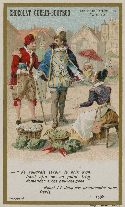 Chocolat Guerin-Boutron handelskort, Historic Words-serien av French School